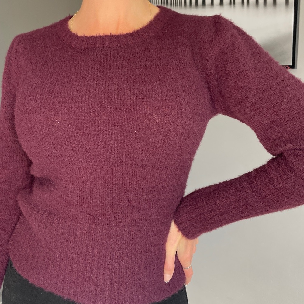 Burgundy Sweater with Shoulder Detail